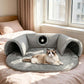 🐱✨ PROMO FLASH 50% ! Lit Tunnel pour Chat 2-en-1 – Doudou, Pliable, 75x55cm, Gris, Design Donut, Espacieux, Parfait pour Repos & Jeu ✨
