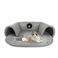 🐱✨ PROMO FLASH 50% ! Lit Tunnel pour Chat 2-en-1 – Doudou, Pliable, 75x55cm, Gris, Design Donut, Espacieux, Parfait pour Repos & Jeu ✨