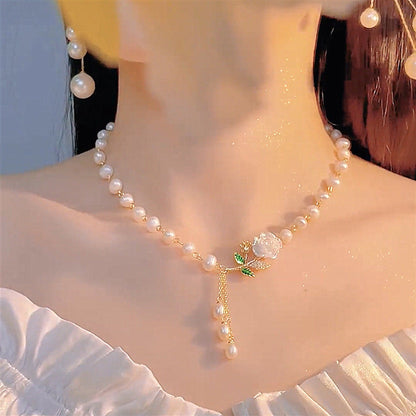 🥳✨ PROMO FLASH 50% ! Ensemble Collier & Boucles d'Oreilles Rose & Perles – Alliage, Zircon, Boîte Cadeau, Parfait pour Mariage, Soirée & Photos 💍