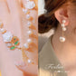 🥳✨ PROMO FLASH 50% ! Ensemble Collier & Boucles d'Oreilles Rose & Perles – Alliage, Zircon, Boîte Cadeau, Parfait pour Mariage, Soirée & Photos 💍