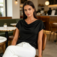 👚🌸 PROMO LIMITÉE 50% ! Haut Femme à Col Cache-Cœur – Manches Ballerines, Tissu Doux, Design Drapé, 2 Couleurs, Polyvalent & Chic 🌸