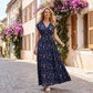 👗💐 PROMO LIMITÉE 50% ! Robe Longue Femme Fleurie – Col V, Taille Smockée, Tissu Fluide, 2 Coloris, 5 Tailles, Parfaite Toutes Occasions ✨