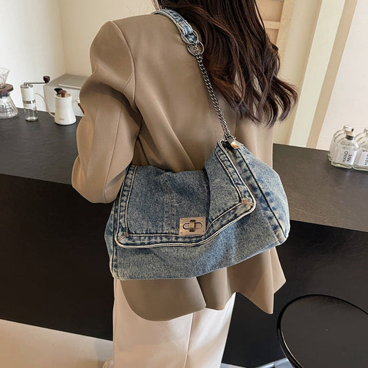 👖 -50% ! ✨ Sac Crossbody en Jean Rétro Grande Capacité – Denim + Métal – Léger & Élégant pour Quotidien Chic 👜
