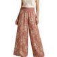 👖🌸 PROMO LIMITÉE 50% ! Pantalon Palazzo Femme Imprimé Floral – Taille Élastique, Jambes Extra-Larges, Tissu Léger, 2 Couleurs, 6 Tailles, Style Bohème & Vacances ✨