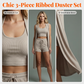 👚🌿 PROMO FLASH 50% ! Ensemble 3 Pièces Décontracté – Cardigan sans Manches, Top Court & Short Cordon – Tissu Côtelé Respirant, 9 Couleurs, Tailles S-3XL, Parfait pour la Maison & Sorties ✨