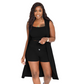 👚🌿 PROMO FLASH 50% ! Ensemble 3 Pièces Décontracté – Cardigan sans Manches, Top Court & Short Cordon – Tissu Côtelé Respirant, 9 Couleurs, Tailles S-3XL, Parfait pour la Maison & Sorties ✨