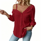 🔥👕 PROMO DERNIERS STOCKS 50% ! Chemisier Femme Décolleté Ballerine Boutonné – Tissu Léger Texturé, 5 Couleurs, 4 Tailles, Style Décontracté & Polyvalent 🎀