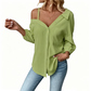 🔥👕 PROMO DERNIERS STOCKS 50% ! Chemisier Femme Décolleté Ballerine Boutonné – Tissu Léger Texturé, 5 Couleurs, 4 Tailles, Style Décontracté & Polyvalent 🎀