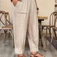 👖🍂 PROMO FLASH 50% ! Pantalon Femme Casual à Chevilles Retroussées – Coupe Ample, Ceinture Élastique, Poches Plaquées, Tissu Coton & Lin, 4 Coloris, Tailles 1XL-5XL ✨