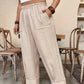 👖🍂 PROMO FLASH 50% ! Pantalon Femme Casual à Chevilles Retroussées – Coupe Ample, Ceinture Élastique, Poches Plaquées, Tissu Coton & Lin, 4 Coloris, Tailles 1XL-5XL ✨