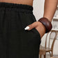👖🍂 PROMO FLASH 50% ! Pantalon Femme Casual à Chevilles Retroussées – Coupe Ample, Ceinture Élastique, Poches Plaquées, Tissu Coton & Lin, 4 Coloris, Tailles 1XL-5XL ✨