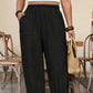 👖🍂 PROMO FLASH 50% ! Pantalon Femme Casual à Chevilles Retroussées – Coupe Ample, Ceinture Élastique, Poches Plaquées, Tissu Coton & Lin, 4 Coloris, Tailles 1XL-5XL ✨