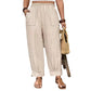 👖🍂 PROMO FLASH 50% ! Pantalon Femme Casual à Chevilles Retroussées – Coupe Ample, Ceinture Élastique, Poches Plaquées, Tissu Coton & Lin, 4 Coloris, Tailles 1XL-5XL ✨