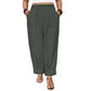 👖🍂 PROMO FLASH 50% ! Pantalon Femme Casual à Chevilles Retroussées – Coupe Ample, Ceinture Élastique, Poches Plaquées, Tissu Coton & Lin, 4 Coloris, Tailles 1XL-5XL ✨