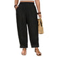 👖🍂 PROMO FLASH 50% ! Pantalon Femme Casual à Chevilles Retroussées – Coupe Ample, Ceinture Élastique, Poches Plaquées, Tissu Coton & Lin, 4 Coloris, Tailles 1XL-5XL ✨