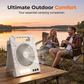 🌞🌬️ PROMO FLASH 50% ! Ventilateur d'Extérieur Double Alimentation Solaire & USB – 4000mAh, Lumière LED, Compact, Pliable, Parfait pour Camping & Urgences ✨