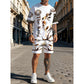 🦁🔥 PROMO FLASH 50% ! Ensemble Graphique Lion Homme – T-shirt + Short, Respirant, Streetwear Urbain, Tailles S-4XL, Idéal Été 😎