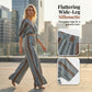 👚🏖️ PROMO LIMITÉE 50% ! Ensemble Crop Top Rayé & Pantalon Large – Tissu Fluide Respirant, Style Resort, Parfait pour Vacances & Quotidien Élégant ✨
