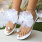 🌸👡 PROMO FLASH 50% ! Sandales Plates Élégantes – Nœud Organza Oversize, Pierre Scintillante, Semelle Antidérapante, 8 Pointures, 4 Coloris, Parfaites pour Plage & Ville 🌊