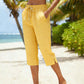 👖💐 PROMO FLASH 50% ! Pantalon Capri à Carreaux Femme – Tissu Coton-Lin Respirant, Taille Élastique à Cordon, Poches Latérales, 8 Coloris, Tailles S-3XL, Idéal Été & Vacances ✨☀️