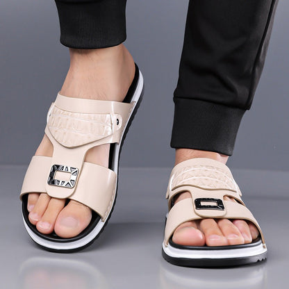 👞🏖️ PROMO FLASH 50% ! Sandales Slip-On Homme Simili Cuir – 2 Textures, Semelle Anti-Dérapante, 3 Couleurs, Pointures 39-48, Respirantes, Rembourrées ✨