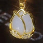 🦋💎 PROMO FLASH 50% ! Collier Pendentif Tulipe Minimaliste – Acier Titane Hypoallergénique, Pierre Centrale, Chaîne Réglable, Cadeau Élégant 👑