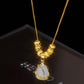🦋💎 PROMO FLASH 50% ! Collier Pendentif Tulipe Minimaliste – Acier Titane Hypoallergénique, Pierre Centrale, Chaîne Réglable, Cadeau Élégant 👑
