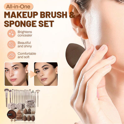 💄✨ PROMO LIMITÉE 50% ! Ensemble Pinceaux & Éponges de Maquillage (40 ou 51 Pièces) – Tout-en-Un, Doux, Économiseur de Produit, 5 Kits Couleurs au Choix 🎨