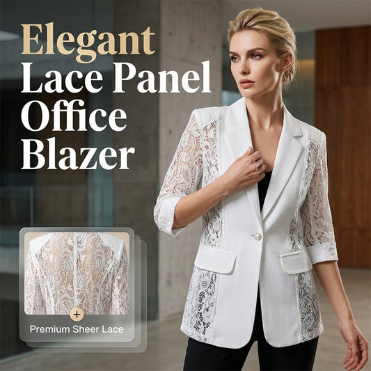 ☀️🌸 PROMO FLASH 50% ! Blazer Blanc Dentelle Femme – Coupe Ajustée, Manches 3/4 Dentelle, Élégant Bureau & Soirée, 5 Tailles 👜