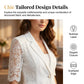 ☀️🌸 PROMO FLASH 50% ! Blazer Blanc Dentelle Femme – Coupe Ajustée, Manches 3/4 Dentelle, Élégant Bureau & Soirée, 5 Tailles 👜
