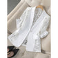 ☀️🌸 PROMO FLASH 50% ! Blazer Blanc Dentelle Femme – Coupe Ajustée, Manches 3/4 Dentelle, Élégant Bureau & Soirée, 5 Tailles 👜