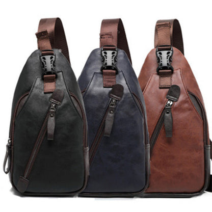 🪶💼 PROMO FLASH 50% ! Sac Poitrine Homme Cuir PU – Léger, Bandoulière Réglable, 3 Compartiments, 3 Couleurs, Idéal Trajets & Voyages 📱