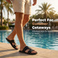 ☀️🩴 PROMO FLASH 50% ! Sandales Homme Tressées Plates – Cuir PU, Boucle Métal, Semelle Ergonomique, 11 Pointures, Idéales Plage & Quotidien 🏖️