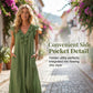 ✨👗 PROMO FLASH 50% ! Robe Décontractée Femme Sans Manches – Col V, Volants, Tissu Respirant, Poches Latérales, 8 Tailles, Idéale Été & Bohème 🌸