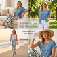 🌿 PROMO LIMITÉE -50% ! ✨ Ensemble Femme 2 Pièces – Haut Nœud Côté & Pantalon Motif Botanique, Tissu Respirant Premium · Bleu Clair & Vert Clair · S–5XL (EU34-54) 💐