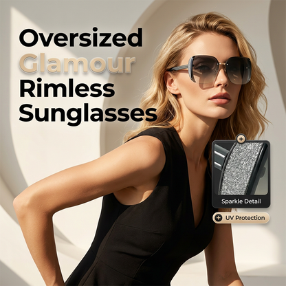 🕶️✨ PROMO FLASH 50% ! Lunettes Soleil Carrées Oversize Sans Monture – UV400, Ultra-Légères, Pailletés, 7 Coloris, Idéales Quotidien & Chic 🌟