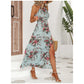 🌸✨ PROMO -50% ! Robe Halter Femme Imprimé Floral avec Fente Latérale – Col Licou Élégant Décolleté Mis en Valeur, Sans Manches Respirant, Silhouette Raffinée Travail & Week-end · 3 Coloris · S à 2XL 🔥