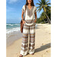 ⏳👚 PROMO FLASH 50% ! Ensemble 2 Pièces Femme – Haut Imprimé Boho + Pantallon, Tissu Respirant, Tailles S-5XL, Idéal Été & Vacances 🌺