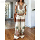 ⏳👚 PROMO FLASH 50% ! Ensemble 2 Pièces Femme – Haut Imprimé Boho + Pantallon, Tissu Respirant, Tailles S-5XL, Idéal Été & Vacances 🌺