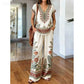 ⏳👚 PROMO FLASH 50% ! Ensemble 2 Pièces Femme – Haut Imprimé Boho + Pantallon, Tissu Respirant, Tailles S-5XL, Idéal Été & Vacances 🌺
