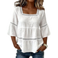 🌸💥 PROMO FLASH 50% ! Blouse Boho Col Carré – Dentelle Crochet, Manches Cloche, Respirante, 8 Couleurs, Tailles S-3XL, Idéale Été & Bohème ✨
