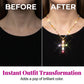 💎 50% DE RÉDUCTION ! ✨ Collier Pendentif Croix Zircon Multicolore – Alliage Zinc + Zircon – Étincelant & Léger for Femme