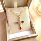 💎 50% DE RÉDUCTION ! ✨ Collier Pendentif Croix Zircon Multicolore – Alliage Zinc + Zircon – Étincelant & Léger for Femme