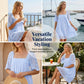 👗 PROMO LIMITÉE -50% ! ✨ Robe Smockée Col Carré Femme – Dentelle Florale, Dos Découvert Nœud, Silhouette A Fluide · Blanc & Bleu · S–5XL 🌼