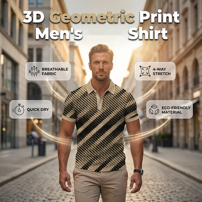 👔📐 PROMO FLASH 50% ! Chemise Homme Col Boutonné Imprimé Géométrique – Tissu Respirant, Coupe Athlétique, Coloris Kaki, Tailles M-6XL, Idéale Quotidien & Soirées ✨