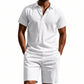 👕🩳 PROMO FLASH 50% ! Ensemble Homme 2 Pièces Décontracté – Haut + Short, Tissu Lin Respirant, Col Revers, 7 Couleurs, Tailles S-3XL, Idéal Été & Plage 🌊