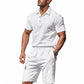 👕🩳 PROMO FLASH 50% ! Ensemble Homme 2 Pièces Décontracté – Haut + Short, Tissu Lin Respirant, Col Revers, 7 Couleurs, Tailles S-3XL, Idéal Été & Plage 🌊