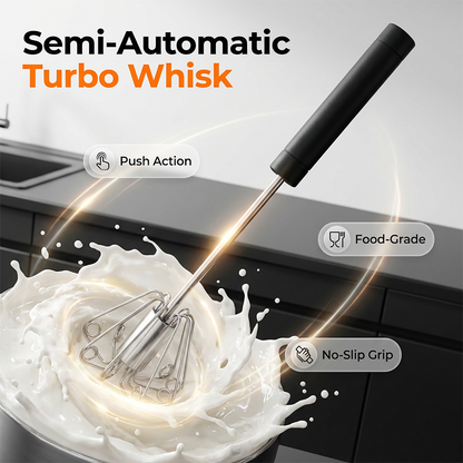 🥚 PROMO -50% ! Batteur à Œufs Manuel Semi-Automatique Inox – Pression Turbo Rotation Rapide Sans Électricité, Anti-Rouille, Poignée Ergonomique Anti-Dérapante · 2 Coloris · Achetez-en 1 = 1 Gratuit ✨