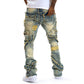 📢👖 PROMO FLASH 50% ! Jean Homme Déconstruit Ourlets Effilochés – Coupe Flare, Lavage Vintage, Patchwork, 2 Coloris, Tailles S-XL, Idéal Streetwear Avant-Gardiste 🔥