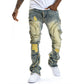 📢👖 PROMO FLASH 50% ! Jean Homme Déconstruit Ourlets Effilochés – Coupe Flare, Lavage Vintage, Patchwork, 2 Coloris, Tailles S-XL, Idéal Streetwear Avant-Gardiste 🔥